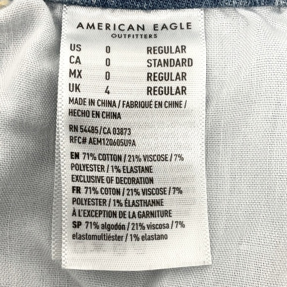 American Eagle Hi Rise Jegging Crop Destroyed Jeans Size 0 - Picture 11 of 12